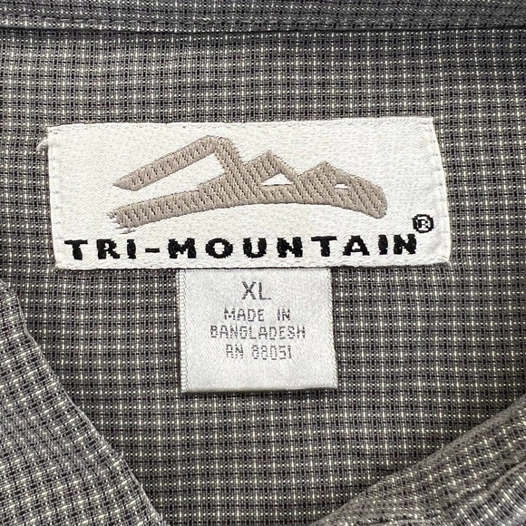Tri-Mountain Airstream Shirt Mens XL Chelsea Gray Mini Check Embroidered Logo - Picture 3 of 11